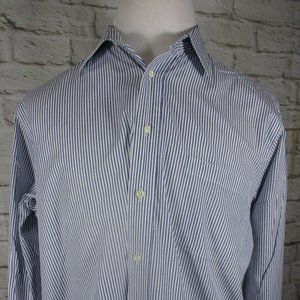 Burberrys of London Button Front White Blue Stripe